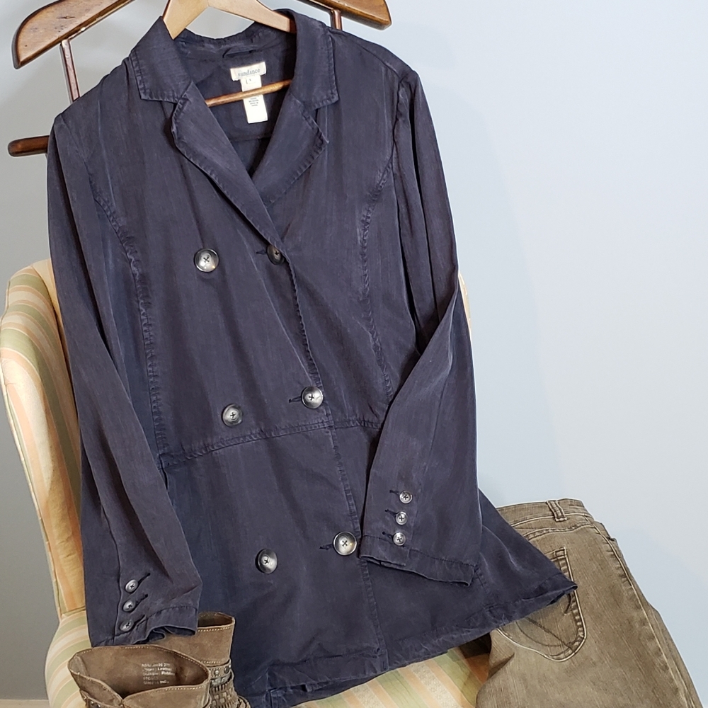 Sundance Tencel Brooks Peacoat double breasted L